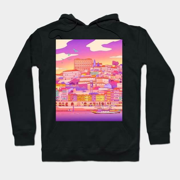 Porto by the river Hoodie by Camila Illustration